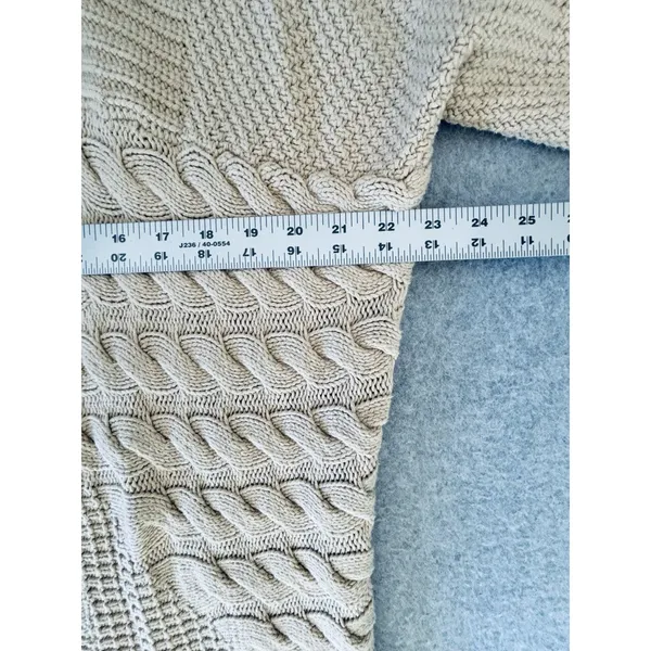 Bass Knit Cardigan Womens Sweater L/XL Cable‎ Texture Chunky Tan Beige Sand - Image 11