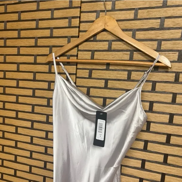 Bebe Silver Midi Slip Dress Size Small‎ - Image 3