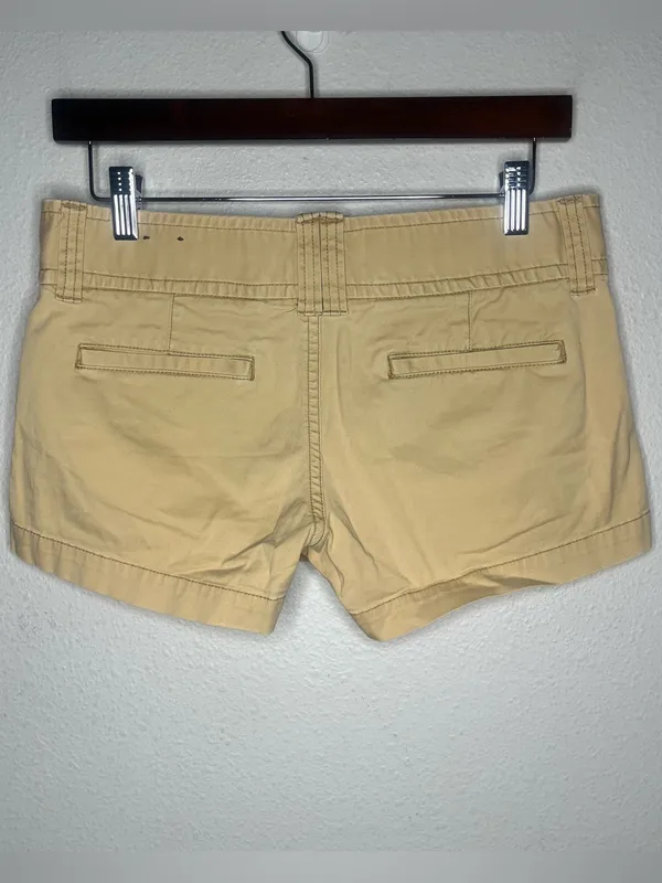 Y2K Vintage American Eagle Khaki Low Rise Mini Shorts Stretch Cotton Chino - Image 2