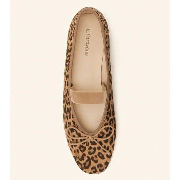 C.Paravano Almond-Toe‎ Ballet Microsuede Flats (Liora) Leopard Size 40 US 9.5 - Image 3