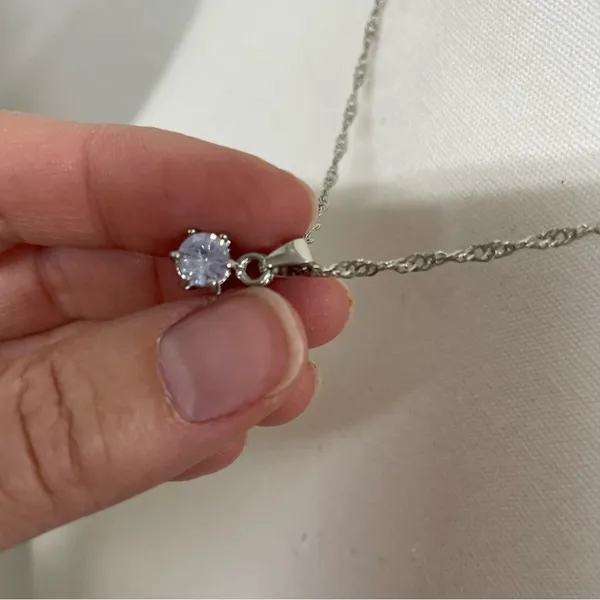 Blue Rhinestone & Silver Tone Necklace Costume Jewelry - Image 8