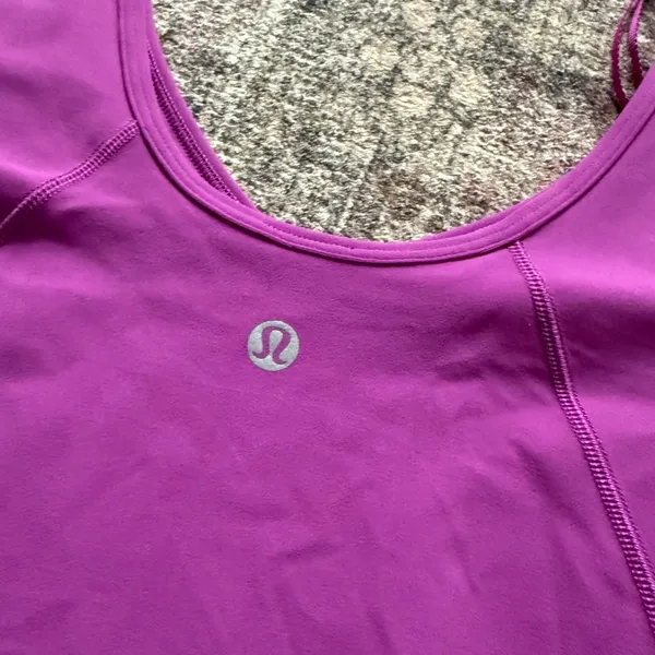 Lululemon Align T-Shirt Purple W3FGSS V-Neck Scoop Back Crop Top Slim Fit Size 4 - Image 5
