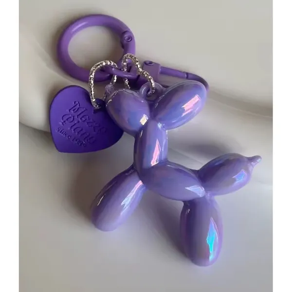 Boutique NEW Iridescent Purple Balloon Dog Keychain Purse Charm Y2K‎ - Image 4