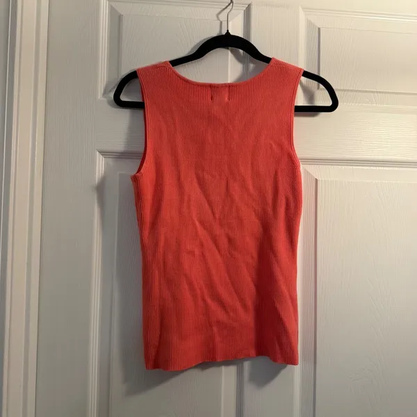 Ruby Rd Tank Top Coral Petite‎ Large Floral Embellished Ribbed Summer Casual - Image 3