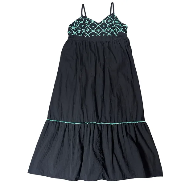 Ava & Viv Black Embroidered Cotton Tiered Maxi Dress Size 1X - Image 3