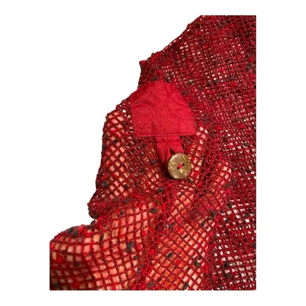 Katie Todd Cardigan Sweater M Medium Lagenlook Boxy Asymmetric Hem Open Knit Art - Image 7