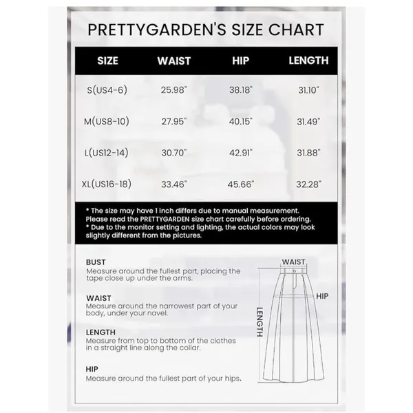 PRETTYGARDEN NEW Midi Skirt High Waisted Solid Satin Dress XL - Image 3