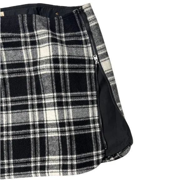 Hollister Black White Plaid Wool Blend Mini Skirt Size 7 Preppy Zip Front - Image 6