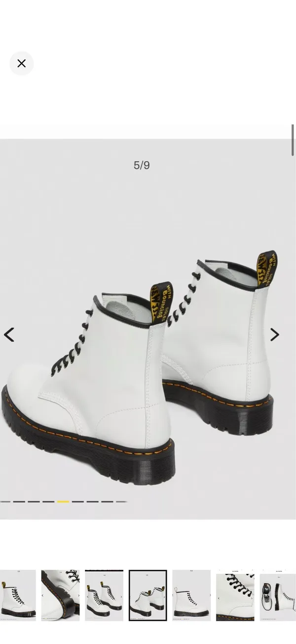 Dr. Martens White Leather 8-Eye Lace-Up Platform Boots with Black Laces - Image 4