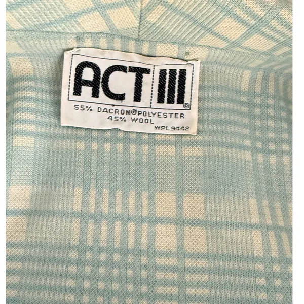 Vintage 70s‎ Light Blue Plaid Safari Womens Suit Act iii - Image 10