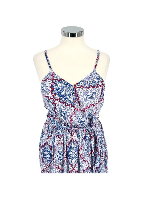 Sim & Sam Printed Summer Maxi Dress Blue Size Small NWT Boho Resortwear - Image 4