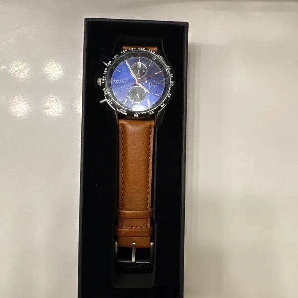 NAVIFORCE Men’s Chronograph Watch Brown Leather Strap Blue Dial – New with Box - Image 2