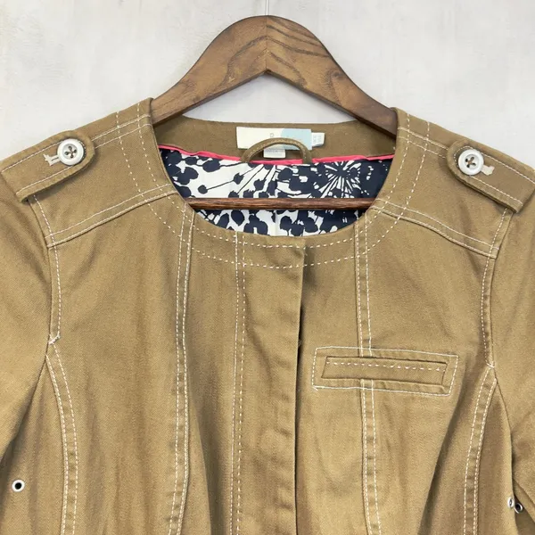 Boden Military Utility‎ Jacket Womens Size 6 Cotton Blend Indie Heritage Neutral - Image 3