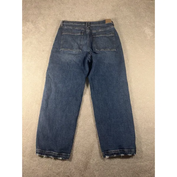 American Eagle Super High Rise Baggy Straight Cargo Jeans Size 12‎ Short Denim - Image 6