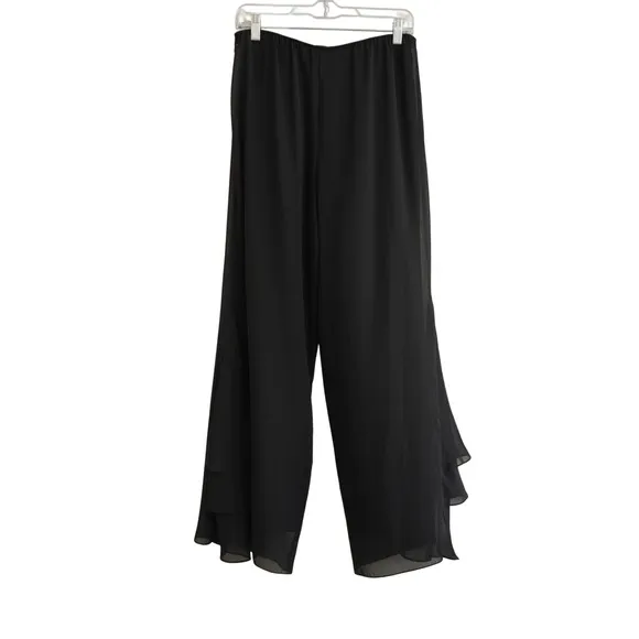 Alex Evenings Black Chiffon Wide Leg Tiered Ruffle Hem Dress Pants Gala‎ Formal - Image 8
