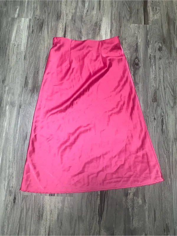 Rachel Zoe Hot Pink Satin Midi Slip Skirt Fuchsia Size 2 - Image 4