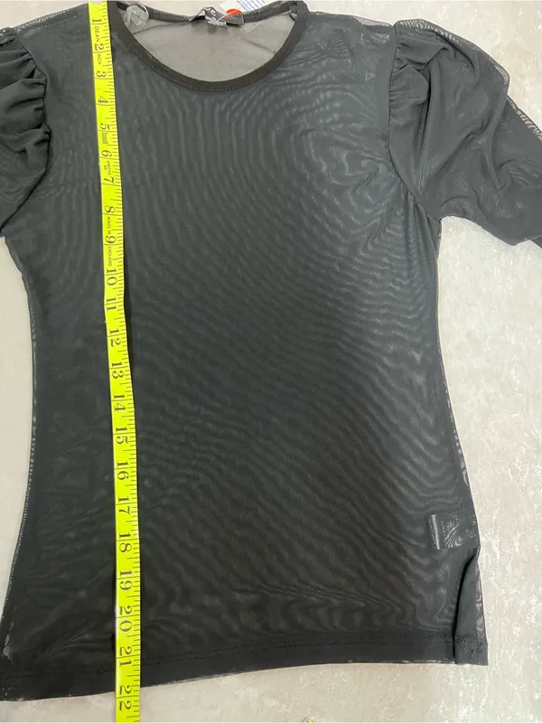 Nwt Black Sheer Long-Sleeve Mesh Top size M - Image 5