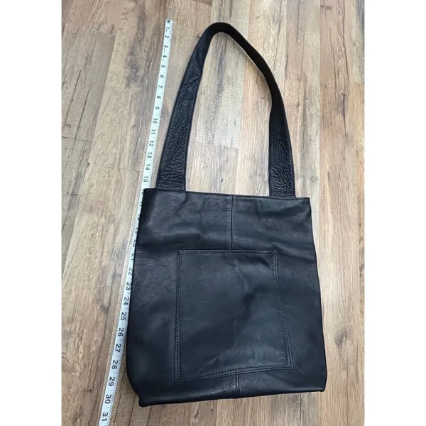 HOBO International Black Leather Tote Shoulder Bag Large Pocket Vintage - Image 10