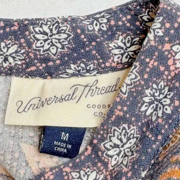 Universal Thread‎ Paisley Flutter Sleeve Dress Linen Blend Boho Pockets Size Med - Image 6