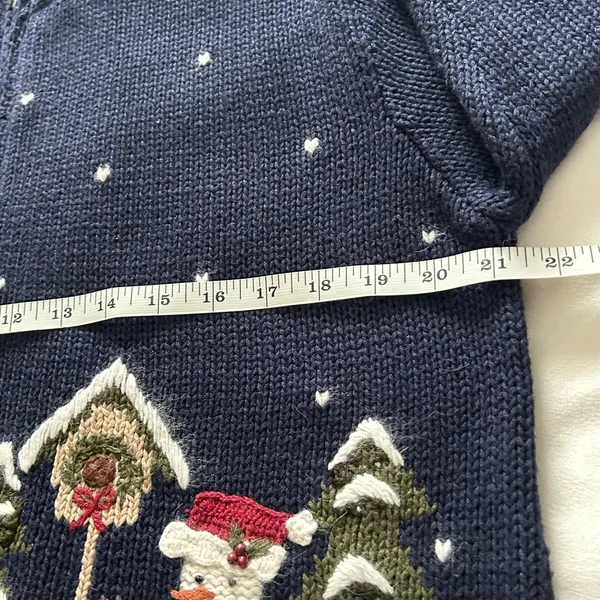 Vintage Croft & Barrow winter snowman embroidered zip-up cardigan sweater. NWT - Image 10