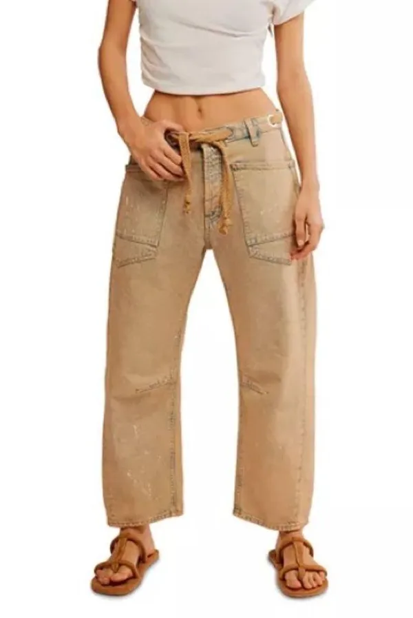 Free People Moxie Pull-On Low Slung Barrel Jeans in Cowboy Size 27 NWT - Image 5