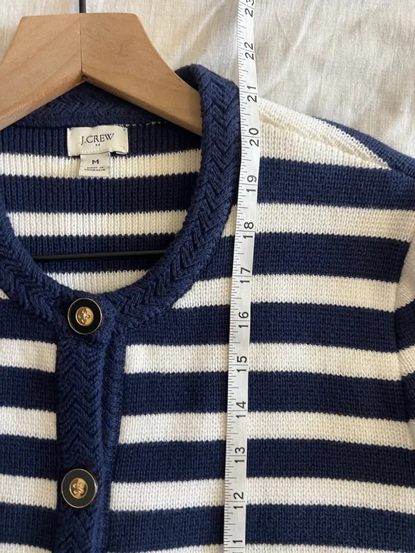 J. Crew‎ Striped Lady Jacket Sweater Cotton Sz Medium Nautical EUC - Image 7