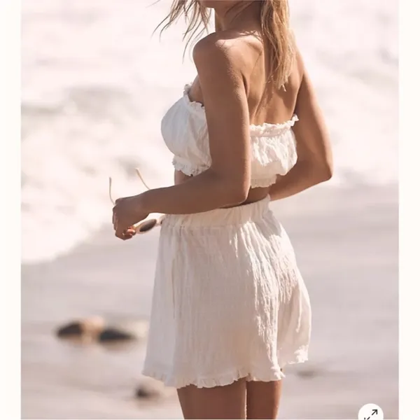 Free People Twyla Beach Shorts Top Bandeau Bra Set M Ivory White Free-EST - Image 5
