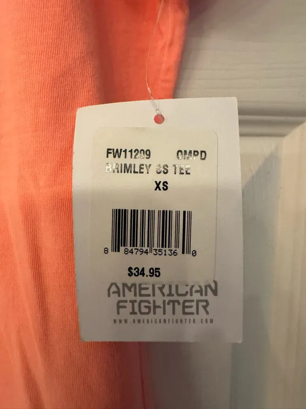 American Fighter Brimley Women's Coral Peach Graphic Cotton Tee Size XS - Image 4