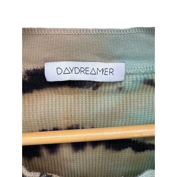 Daydreamer Revolve Tie Dye Waffle‎ Henley Top Size L Long Sleeve Cotton Thermal - Image 6