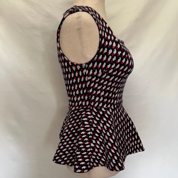 Eri Ali Effie Peplum Womens Top Sz XS Office Coquette Mod Knit Anthropologie - Image 6