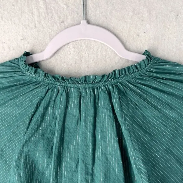 a.n.a Womens Tops Size XS‎ Metallic Silver Striped Batwing Sleeve - Image 6