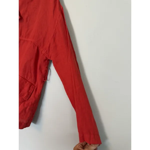 Zara 100% Linen Zip From Blazer Light Jacket Orange Sz M NWT - Image 5