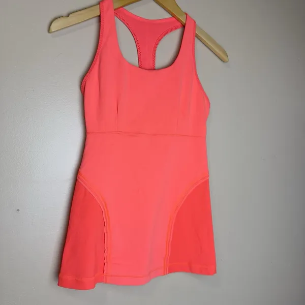 Lululemon Tank Top Women Orange Coral Racerback Athletic Workout Yoga Size 6 - Image 3