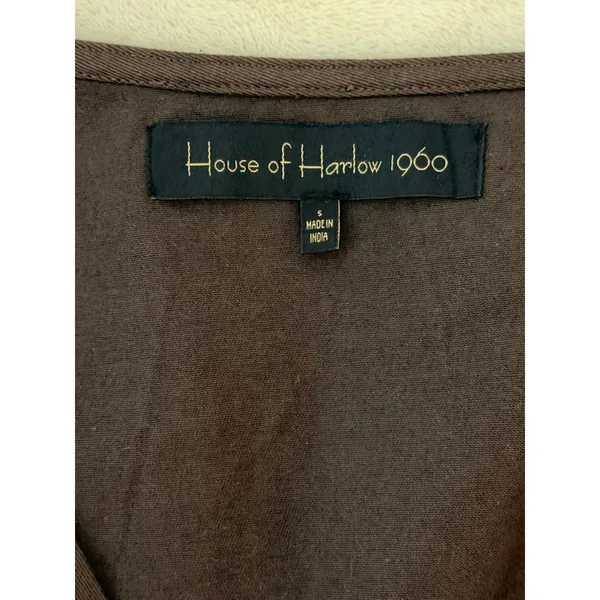 House of Harlow 1960 x Revolve Roque Top Small Brown Lace Up Crop Balloon Sleeve - Image 5