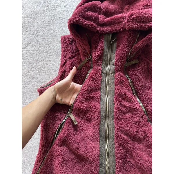KUHL Women's Flight Pile Fleece Faux Fur Vest Jacket Hood Size Small - Image 4