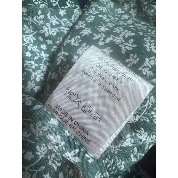 Dark Green Floral Milkmaid Mini Dress Smocked Waist Cottagecore Ruffle Small - Image 7