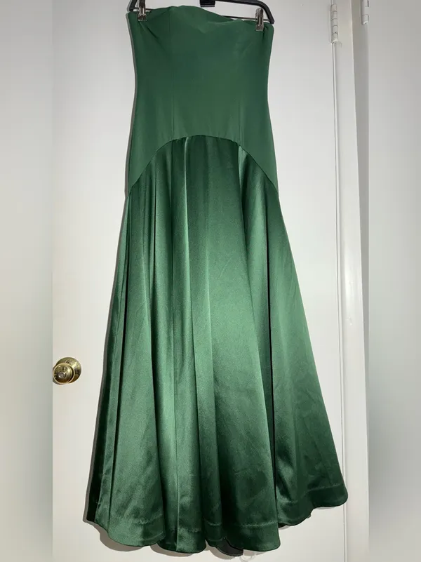 Hutch Anthropologie Strapless Satin Gown in Deep Green Maxi Dress - Image 4