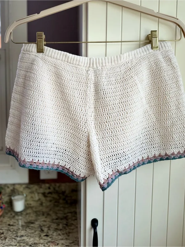 American Eagle Crochet Shorts Cotton Cream Boho Drawstring Large L - Image 4