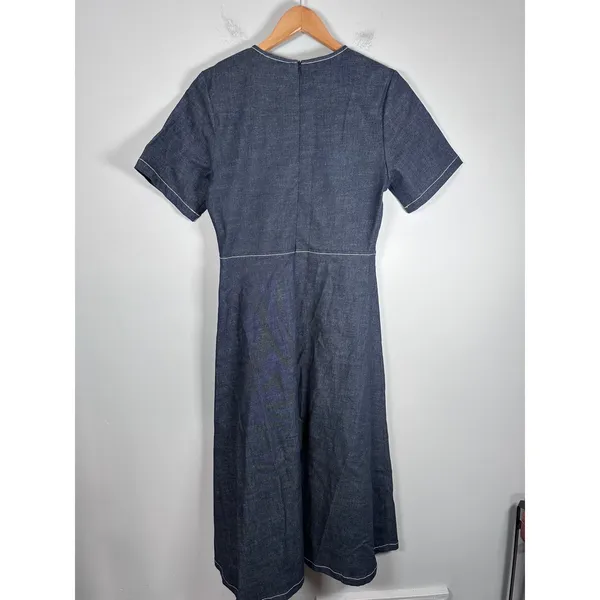 Fifteen‎ Twenty olivia contrast stitch denim midi dress Women S Blue Minimalist - Image 5