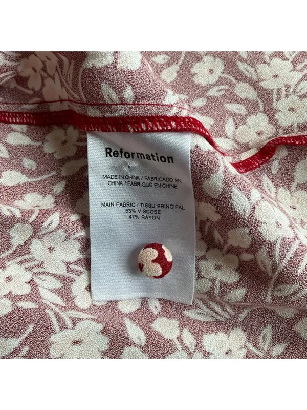 NWT Reformation Laylin mini dress red pink FLOWER GIRL SZ4 bust 32in - Image 4