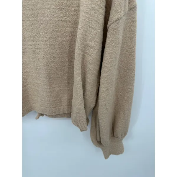 Le lis Tan‎ Cinch Back Balloon Sleeve Knit Pullover Sweater M Quiet Luxury Minimal - Image 4
