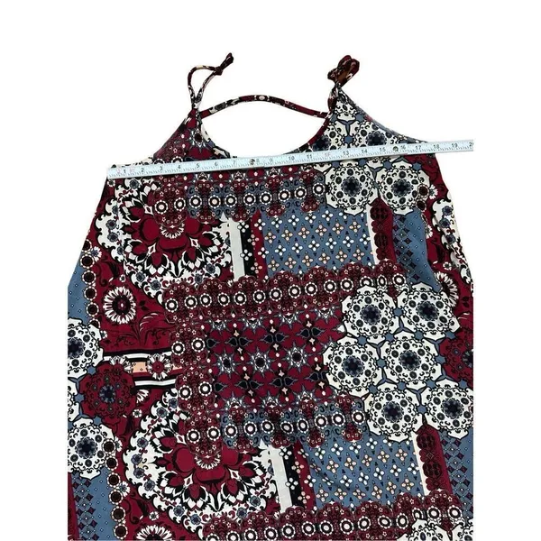 Free People Deep Red, Blue, White pattern mini dress sz‎ S - Image 7