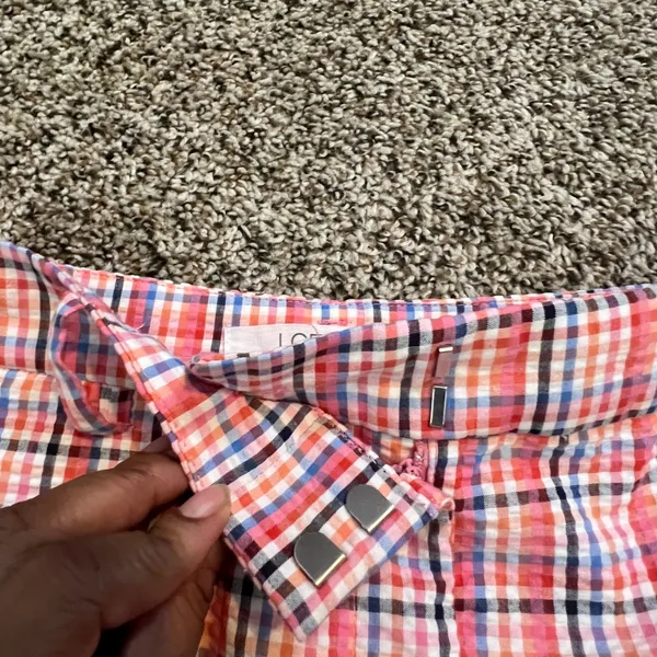 LOFT The Riviera Short Womens 10 Pink Blue Orange Plaid Check‎ Cotton Blend 4in - Image 4