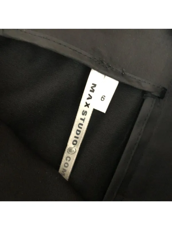 Max Studio Vintage Black Pencil Skirt Womens Size 6 Cotton Blend Back Vent Satin - Image 3