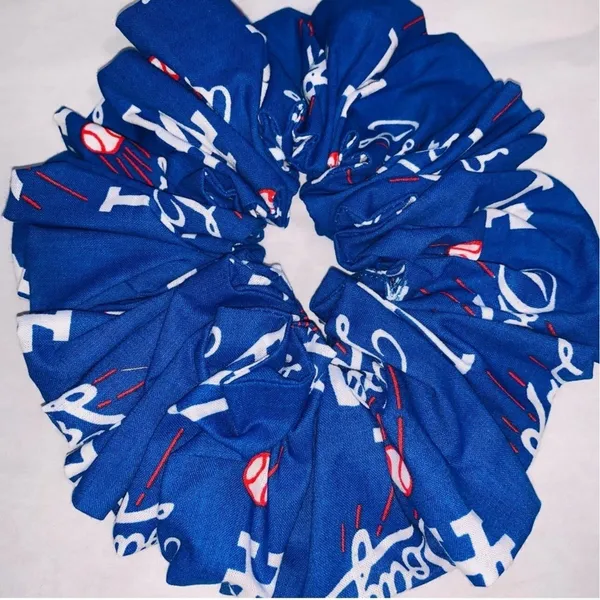 Los Angeles Dodgers MLB Baseball Blue Handmade Hair Scrunchie Fan Gear College - Image 4