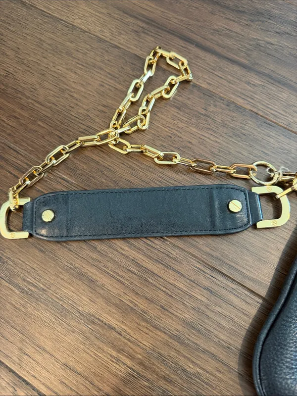 Tory Burch Black Leather Crossbody with Gold-Tone Logo and Chain - C39-182 - Image 13