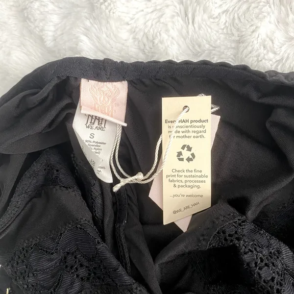 NEW Free People HAH Noir Black Back Off Floral Lace Lingerie Cheeky Bodysuit S - Image 6