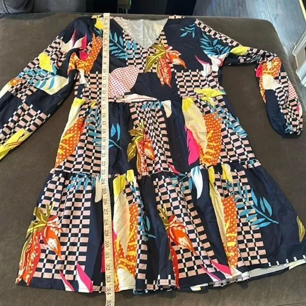 Women’s Loose Fitting Flowy Long Sleeve Lightweight Short Summer Dress Size S - Image 8