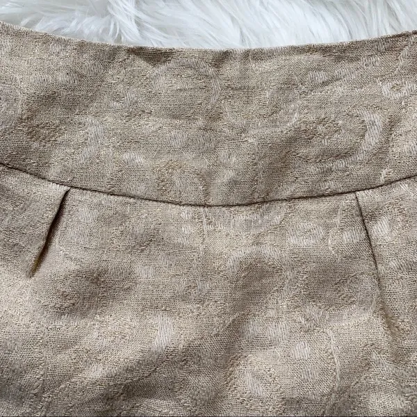 Michael Kors Cream and Gold Linen Skirt Size 4 - Image 4