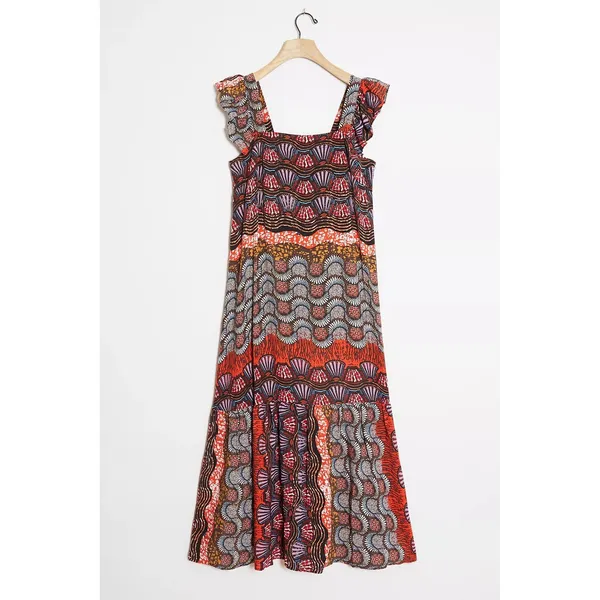 Anthropologie COREY LYNN CALTER Doriane Midi Dress Print Ruffled Abstract XS - Image 10
